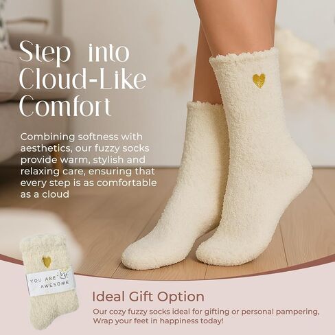 American Trends Coral Fleece Cloud Socks Ultra-Soft Fuzzy Warm Sleep Socks Cozy Unisex Gifts for Birthday Self-Care in Saudi Arabia