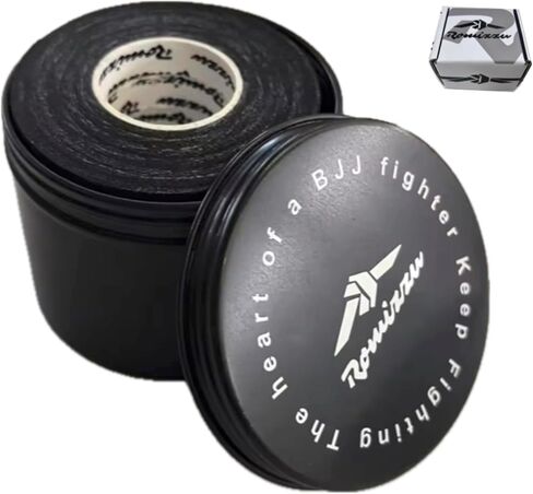 Premium Finger Tape – Includes Metal Storage Case & Gift Packaging – 6 Rolls 8m x 8mm 100% Cotton Strong Adhesive Finger Tape Sweatproof & Non-Slip for BJJ, Climbing, Crossfit & Sports (Black) in Saudi Arabia