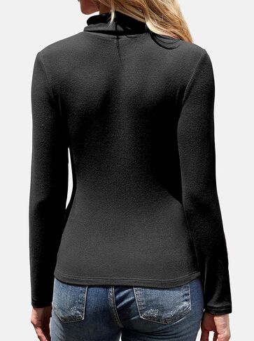 Women's Turtleneck Sweaters Long Sleeve Ribbed Basic Tees Shirts Thermal Underwear Tops Lightweight Fall Outfits in Saudi Arabia