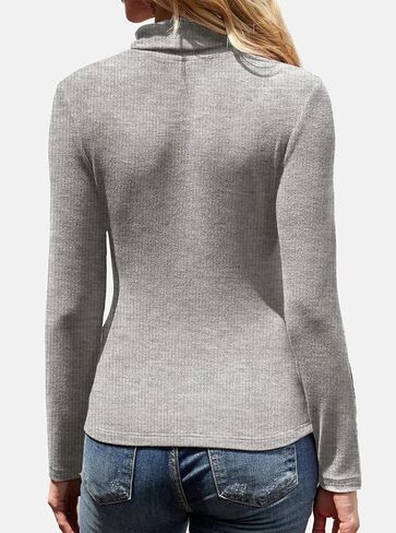 Women's Turtleneck Sweaters Long Sleeve Ribbed Basic Tees Shirts Thermal Underwear Tops Lightweight Fall Outfits in Saudi Arabia