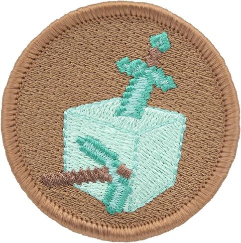 Sword and Pickaxe Patrol Patch - 2" Diameter Round Embroidered Patch (Iron-on) in Saudi Arabia