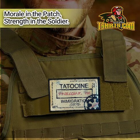 RedheadedTshirts - Tatooine Passport StampMorale Patch - Tactical Patches for Backpacks, Plate Carrier, Molle Bags & Star Enthusiasts - Made in The USA - Hook and Loop 2x3 Morale Patches in Kuwait