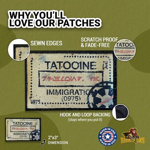 RedheadedTshirts - Tatooine Passport StampMorale Patch - Tactical Patches for Backpacks, Plate Carrier, Molle Bags & Star Enthusiasts - Made in The USA - Hook and Loop 2x3 Morale Patches in Kuwait