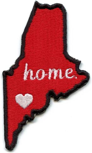 Maine Home State Patch Embroidered Iron On - Red/White in Saudi Arabia