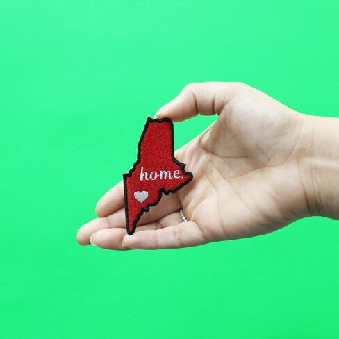 Maine Home State Patch Embroidered Iron On - Red/White in Saudi Arabia