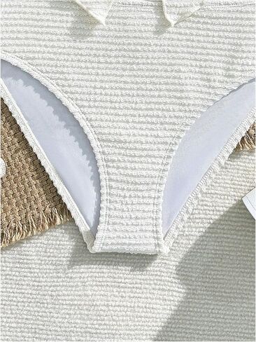 SHENHE Girl's 2 Piece Swimsuits Twist Front Split Textured Bathing Suits Cute Bikini Set in Saudi Arabia