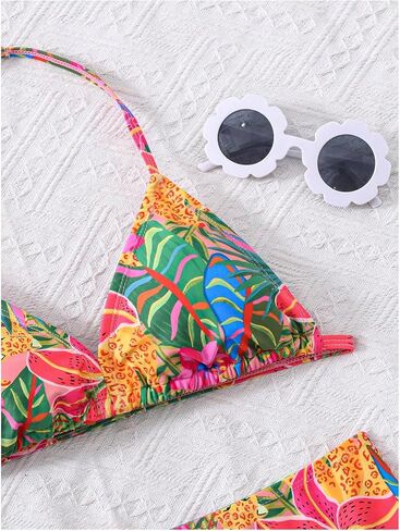 RoseSeek Girls Floral Halter Swimsuit High Waisted Triangle Boho 2 Piece Bikini Bathing Suit Swimwear in Saudi Arabia