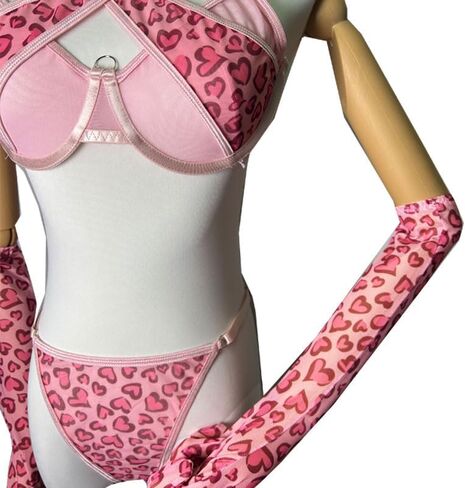 نساء من قطعتين الحب Loop Lingerie Lingeries Leopard Print Cheeky Bikini Sets Sexy Halter Ring Triangle String in Kuwait