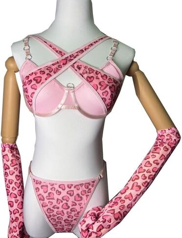 نساء من قطعتين الحب Loop Lingerie Lingeries Leopard Print Cheeky Bikini Sets Sexy Halter Ring Triangle String in Kuwait