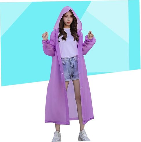 Portable Adult Rain Poncho with Hood Thick Eva Raincoat for Outdoor Activities Lightweight Reusable in Kuwait