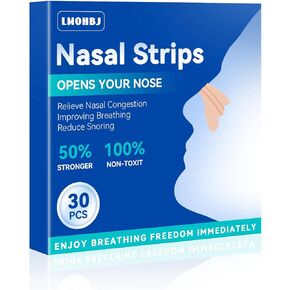 30Pcs Nasal Strips Anti Snoring, Extra Strength Nose Strips Breathing, Nose Tape for Sports and Sleep, Anti Snoring Strips Help Stop Snoring and Nasal Congestion Relief in Saudi Arabia