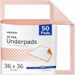 McKesson Underpads يمكن التخلص من وسادات السرير 36 "× 36" [50 عدد] ، والامتصاص الثقيل ، وسلس البول Chux للبالغين ، والمسنين ، والطفل ، والبال ، والتبول in Kuwait