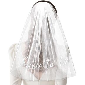 Bride To Be Embroidered Veil for Bachelorette Party Bridal Shower Tulle Pearl 2 Tier Bow Veil Engagement Accessory Bride Gift in Saudi Arabia