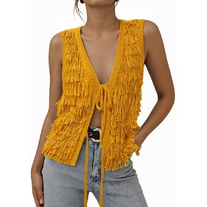 Messic Women Sweater Vest 2025 Summer Tie Front Tops Beach Knit Tank Tops in Kuwait