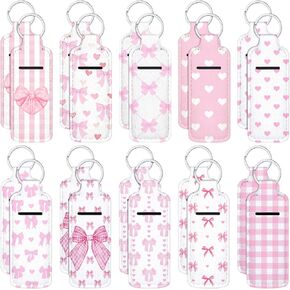 Ctosree 20 Pcs Coquette Pink Bow Lipstick Holder Keychain Bulk with Portable Clip on Lip Gloss Sleeve Pouch Keychain Coquette Birthday Party Favor Pocket Lip Balm Holder in Saudi Arabia