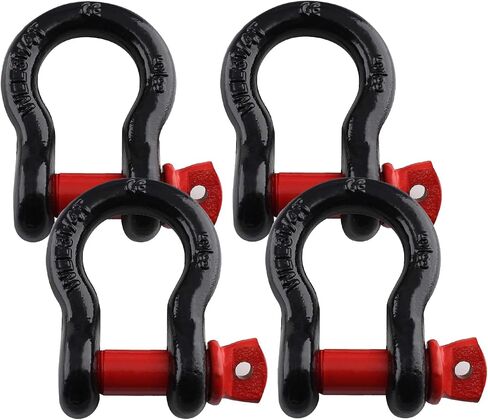 4 Pack 5/8 Inch D Ring Shackles, 19.5 Ton (42990 lbs) Maximum Break Strength, Heavy Duty Anchor Shackle with Screw Pin for Tow Strap Winch Off-Road Vehicle Recovery (Red & Black) in Kuwait