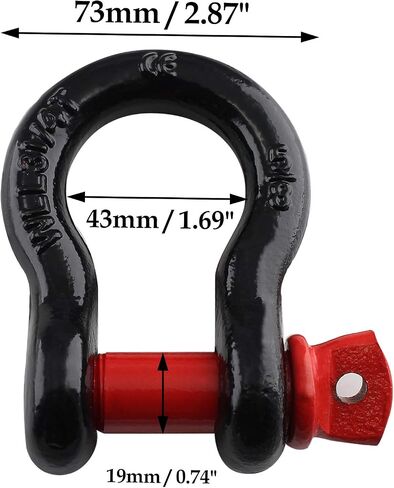 4 Pack 5/8 Inch D Ring Shackles, 19.5 Ton (42990 lbs) Maximum Break Strength, Heavy Duty Anchor Shackle with Screw Pin for Tow Strap Winch Off-Road Vehicle Recovery (Red & Black) in Kuwait