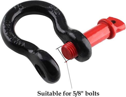 4 Pack 5/8 Inch D Ring Shackles, 19.5 Ton (42990 lbs) Maximum Break Strength, Heavy Duty Anchor Shackle with Screw Pin for Tow Strap Winch Off-Road Vehicle Recovery (Red & Black) in Kuwait