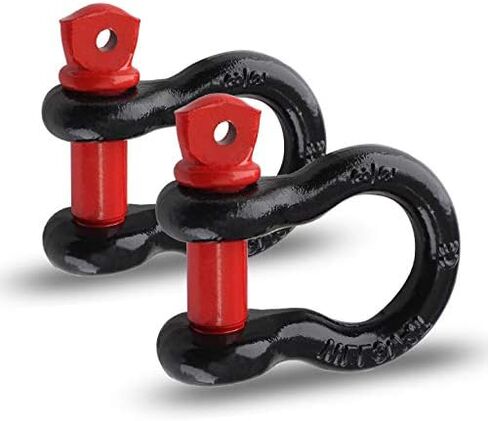 4 Pack 5/8 Inch D Ring Shackles, 19.5 Ton (42990 lbs) Maximum Break Strength, Heavy Duty Anchor Shackle with Screw Pin for Tow Strap Winch Off-Road Vehicle Recovery (Red & Black) in Kuwait