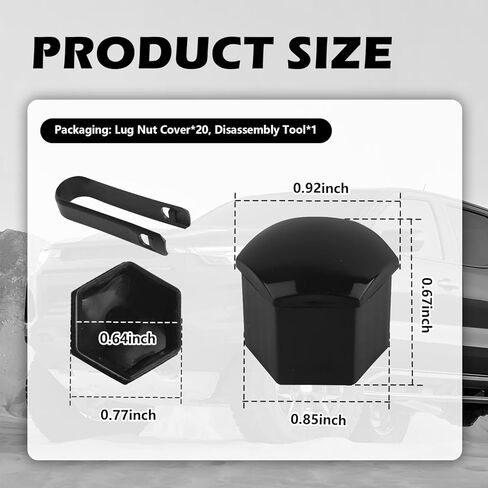 20pcs أغلفة جوز العروة بحجم 21 مم مع أداة تفكيك ، أغطية hex lugnut لحماية وتزيين مسامير عجلة ، وملحقات السيارات المقاومة للصدأ أغطية الجوز للسيارات سيارات (21 ملم) in Kuwait
