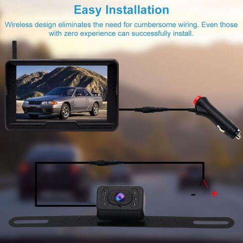 B-Qtech Wireless Backup Camera Digital Signal Rear View Monitor Kit 4.3'' HD 1080P Reverse Cameras for Car Truck RV Pickup Camper Van DIY Parking Guide Lines Waterproof Night Vision in Saudi Arabia