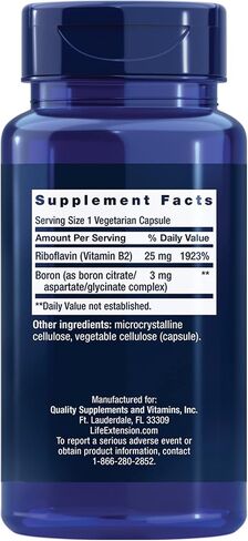 Life Extension Boron 3 mg With Riboflavin (Vitamin B2) – Supports Healthy Bones, Hormone Activity & Immune Function – Gluten-Free, Non-GMO – 100 Vegetarian Capsules in Saudi Arabia