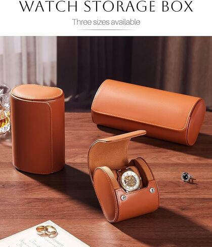 Homde Travel Watch Box Leather: Traveling Case for Men - Luxury Watch Roll for Wristwatch on the Go (brown, M) in Saudi Arabia