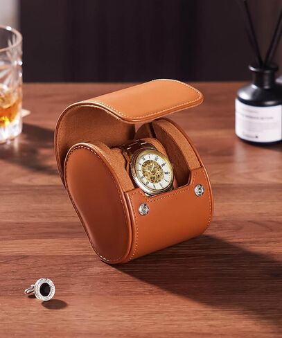 Homde Travel Watch Box Leather: Traveling Case for Men - Luxury Watch Roll for Wristwatch on the Go (brown, M) in Saudi Arabia
