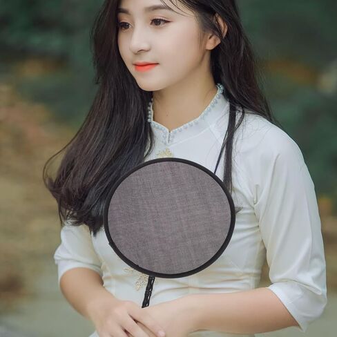 DOITOOL 4 Pieces Round Folding Fans Handheld Portable Foldable Fan 9.8 Inch Retro Classic Round Fan for Summer Wedding Party Favors - Black in Saudi Arabia