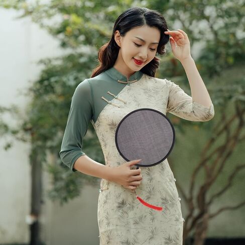 DOITOOL 4 Pieces Round Folding Fans Handheld Portable Foldable Fan 9.8 Inch Retro Classic Round Fan for Summer Wedding Party Favors - Black in Saudi Arabia
