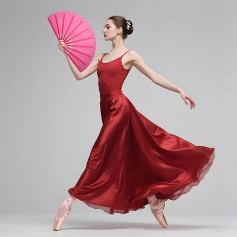 QIRMIZI 2 PCS Large Rave Fans Clack Fans Popping Line Dancing Fans Boots On The Ground Fans, Hand Folding Fans for Halloween, Burlesque, Rainbow Outfits,Gift,Light Blue,Deep Pink in Kuwait