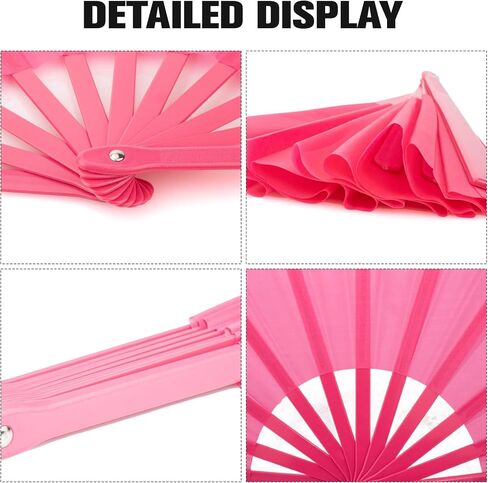 QIRMIZI 2 PCS Large Rave Fans Clack Fans Popping Line Dancing Fans Boots On The Ground Fans, Hand Folding Fans for Halloween, Burlesque, Rainbow Outfits,Gift,Light Blue,Deep Pink in Kuwait