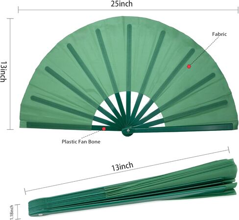 QIRMIZI 2 PCS Large Rave Fans Clack Fans Popping Line Dancing Fans Boots On The Ground Fans, Hand Folding Fans for Halloween, Burlesque, Rainbow Outfits,Gift,Light Blue,Deep Pink in Kuwait