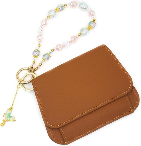 Wristlet Keychain Wallet - محفظة صغيرة من الجلد مع حظر RFID وحامل البطاقة وحقيبة العملات المعدنية وسوار الكريستال in Kuwait