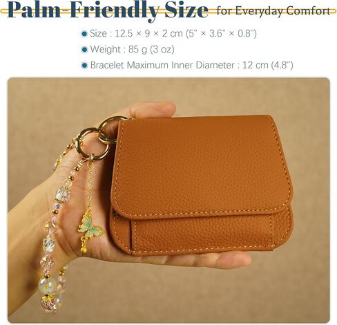 Wristlet Keychain Wallet - محفظة صغيرة من الجلد مع حظر RFID وحامل البطاقة وحقيبة العملات المعدنية وسوار الكريستال in Kuwait
