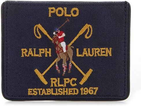 POLO RALPH LAUREN Mens Crest Canvas & Leather Slim Card ID Case (Newport Navy) in Saudi Arabia