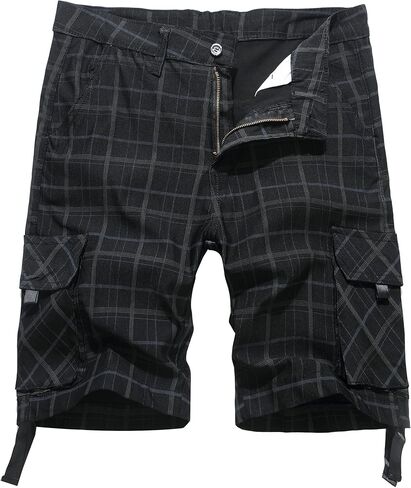NOVOCCT Cargo Short for Men Relaxed Fit Plaid Outdoor Hiking Work Stretch Cotton Casual Shorts with Multi-Pocket in Kuwait