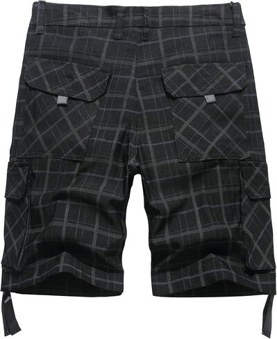 NOVOCCT Cargo Short for Men Relaxed Fit Plaid Outdoor Hiking Work Stretch Cotton Casual Shorts with Multi-Pocket in Kuwait