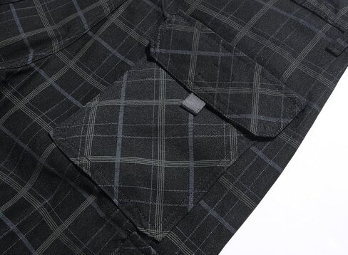 NOVOCCT Cargo Short for Men Relaxed Fit Plaid Outdoor Hiking Work Stretch Cotton Casual Shorts with Multi-Pocket in Kuwait