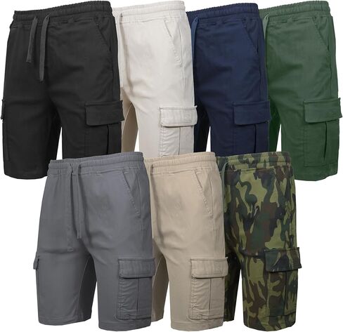 Galaxy by Harvic 3-Pack Men stretch shrop-on Cargo Shorts-خصر مرن ، رباط ، 6 جيوب ، نسيج فني 4 اتجاهات (S-2XL) in Saudi Arabia