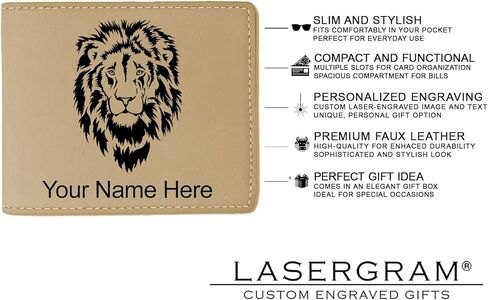 LaserGram Faux Leather Bi-Fold Wallet, Bull Rider Cowboy, Personalized Engraving Included (Black with Gold) in Saudi Arabia