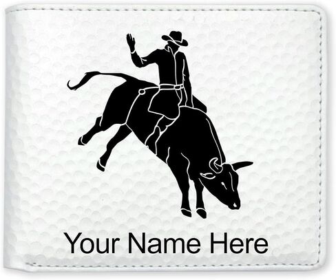 LaserGram Faux Leather Bi-Fold Wallet, Bull Rider Cowboy, Personalized Engraving Included (Black with Gold) in Saudi Arabia