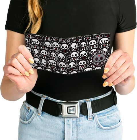 Buckle-Down Skelanimals Wallet, Bifold, Skelanimals Dead Animals Need Love Too Black White Red, Vegan Leather in Saudi Arabia