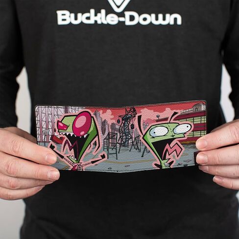 Buckle-Down Nickelodeon Wallet, Bifold, Invader Zim and GIR Dog Rooftop Scene, Vegan Leather in Saudi Arabia