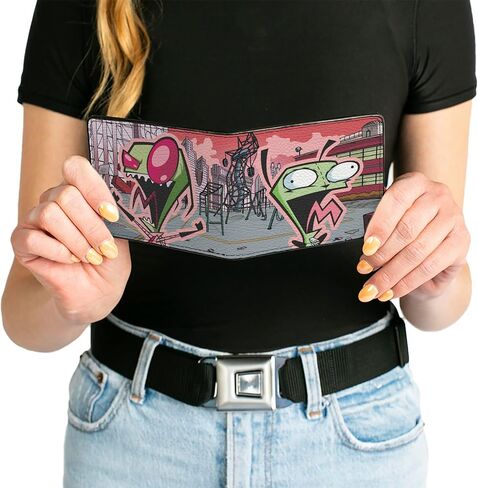 Buckle-Down Nickelodeon Wallet, Bifold, Invader Zim and GIR Dog Rooftop Scene, Vegan Leather in Saudi Arabia