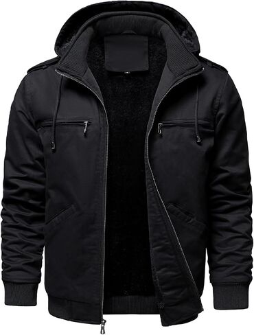 Hood Crew Men's Winter Winter Jackets with Multi Mopicets Cotton Cith Whare Warm Whare Coated Coated Coated Coated Coated Work Jackets for Men in Kuwait