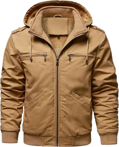 Hood Crew Men's Winter Winter Jackets with Multi Mopicets Cotton Cith Whare Warm Whare Coated Coated Coated Coated Coated Work Jackets for Men in Kuwait