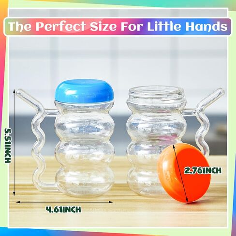 12 Pcs Sip a Mug 14 oz Easy to Grip Plastic Kid's Cup Clear Sippy Cups with Handle and Straw Spillproof Mug with Fun Straw for Kids, Elderly, Disabled, and Handicapped, 4 Colors Lids in Saudi Arabia