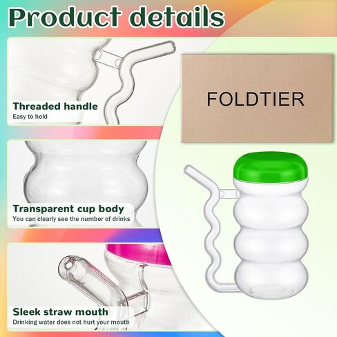 12 Pcs Sip a Mug 14 oz Easy to Grip Plastic Kid's Cup Clear Sippy Cups with Handle and Straw Spillproof Mug with Fun Straw for Kids, Elderly, Disabled, and Handicapped, 4 Colors Lids in Saudi Arabia