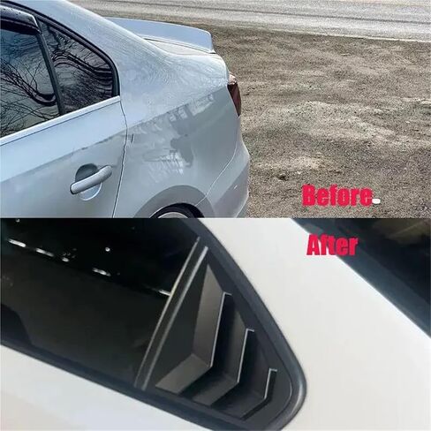 Car Rear Window Louver Shutter Cover Compatible for Jetta MK6 2012 2013 2014 2015 2016 2017 2018 Side Vent Blinds Trim Sticker(Gloss Black) in Saudi Arabia